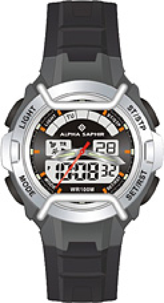 Alpha Saphir 285C Herren Uhr Edelstahl Kunststoff 10Bar